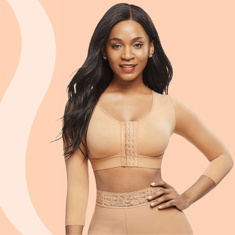 CurvyPower | Be You ! S / Nude Arm Compression Shaper Sports Bra Shapewear with Front Hooks