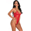 CurvyPower | Be You ! S / Red Sexy Lace Shapewear Bodysuit With Built-In Bra