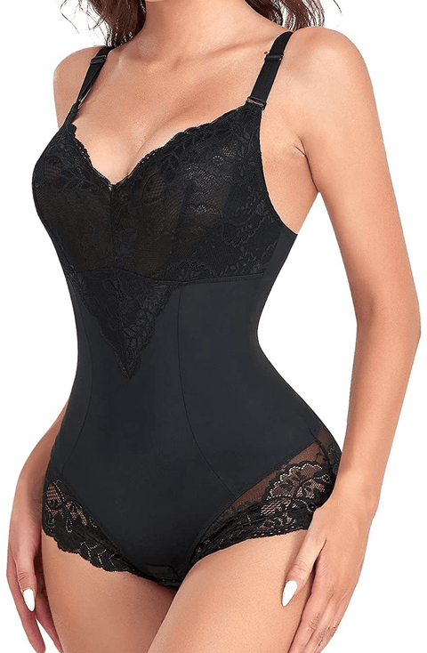 CurvyPower | UK Shapewear Black / S Seamless Women Lace Thongs Bodysuit Shapewear