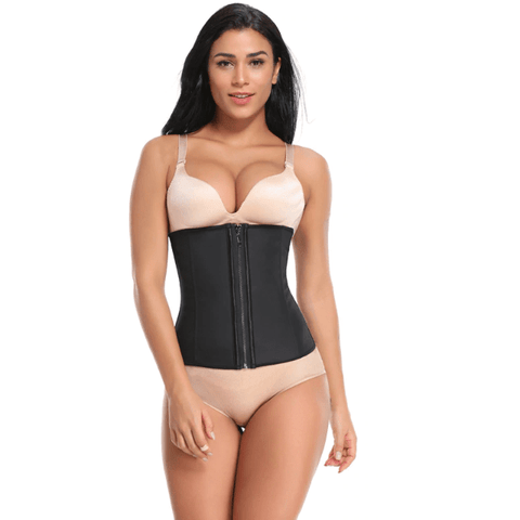 CurvyPower | Be You ! Shapewear Black / S Zip & Hooks Waist Trainer 6 Steel Boned Corset Belt
