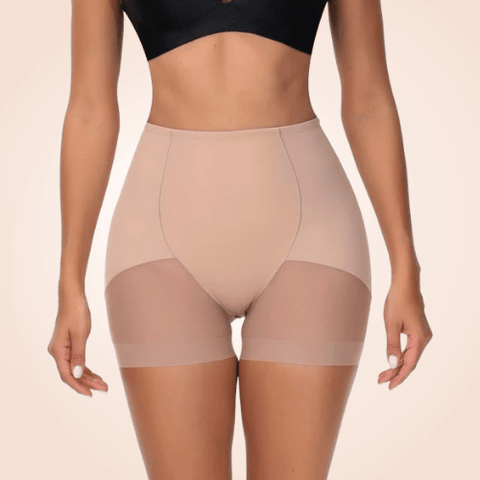 CurvyPower | Be You ! Shapewear M / Nude Contrast High-Waist Mesh Leg Shaper Shorts