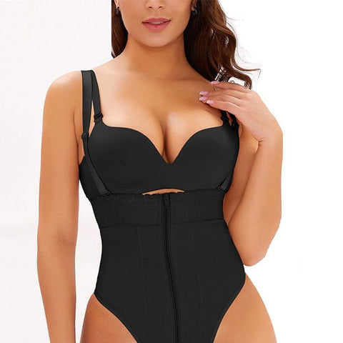 CurvyPower | Be You ! Shapewear Women Bodysuit Lowback Front Zipper Shaper Thong bodysuit shaper, bodysuit thong, bodysuit underwear, lowback shapewear, slimming bodysuit, tummy control bodysuit, control bodysuit,