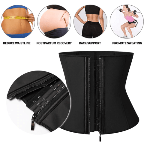 CurvyPower | Be You ! Shapewear Zip & Hooks Waist Trainer 6 Steel Boned Corset Belt