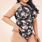 CurvyPower | Be You ! Swimwear L / White Pink Floral Plus Size Contrast Mesh One Piece Floral Swimwear