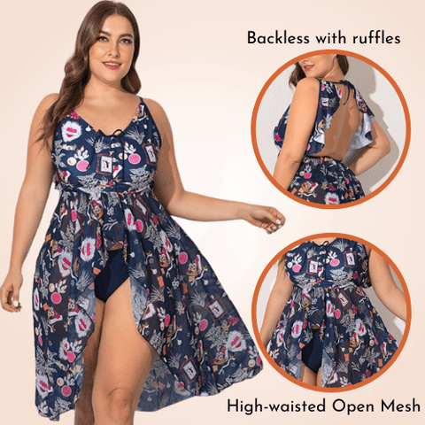 CurvyPower | Be You ! Swimwear Multi-Design Backless Mesh Long Dress Cover-Up Sexy Beach Two Piece Swimwear