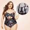 CurvyPower | Be You ! Swimwear Plus Size Butterfly Print Rib One Piece Swimwear