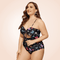 CurvyPower | Be You ! Swimwear Plus Size Butterfly Print Rib One Piece Swimwear