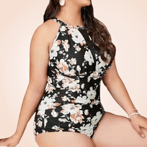 CurvyPower | Be You ! Swimwear Plus Size Contrast Mesh One Piece Floral Swimwear