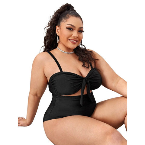 CurvyPower | Be You ! Swimwear Women's Plus Size One Piece Front Tie Swimwear