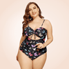 CurvyPower | Be You ! Swimwear XL Plus Size Butterfly Print Rib One Piece Swimwear