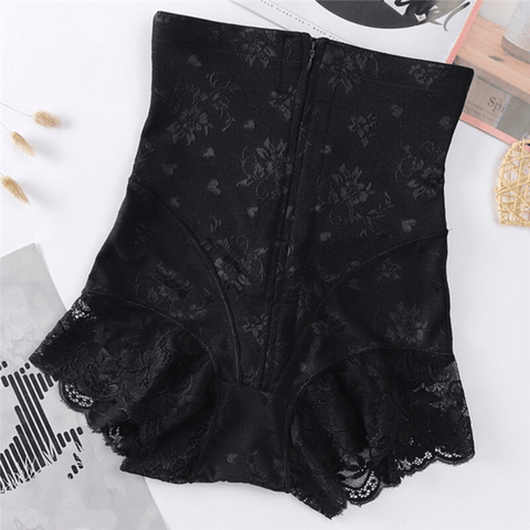 CurvyPower | Be You ! Women High Waist Slimming Tummy Lace Briefs With Zipper
