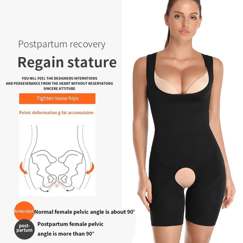 CurvyPower | Be You ! Women Open Bust Sculpting Bodysuit Short With Open Crotch