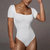 CurvyPower | UK Women's Square Neck Short Sleeve Bodysuit